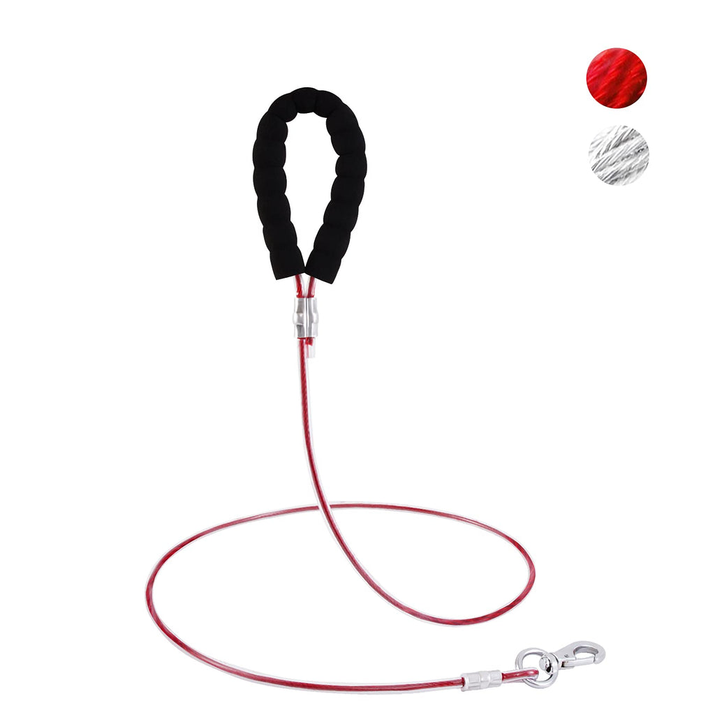 NOTOYAYA Chew Proof Dog Leash No-Tangle Steel Cable Dog Leash with Comfy Foam Handle Waterproof & Easy to Clean Dog Training Leash Super Strong and Durable Dog Leash for Chewers or Teething Puppy 3ft Red - PawsPlanet Australia