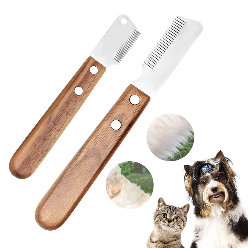 Pet Hair Removal Comb for Dogs Grooming Coat Stripping Knife for Dogs & Pets, Pluck Excess Undercoat Accessories Wooden Handle Grip and Stainless Steel Blade for Trim And Comb The Matted Or Knotted Undercoat Knots & Tangles - PawsPlanet Australia