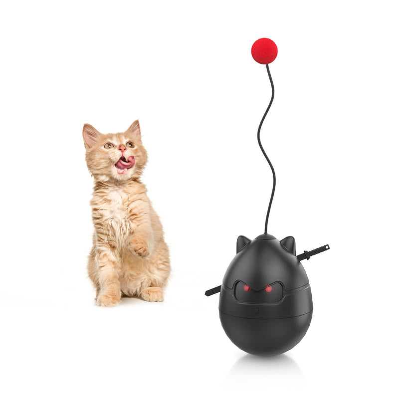 Interactive Cat Toy, Pedono C60 Automatic Rolling Motion Activated Ninja Tumbler Style Rotating Egg Timing Ball for Pet Cats Kitty Kitten Ninja Black - PawsPlanet Australia