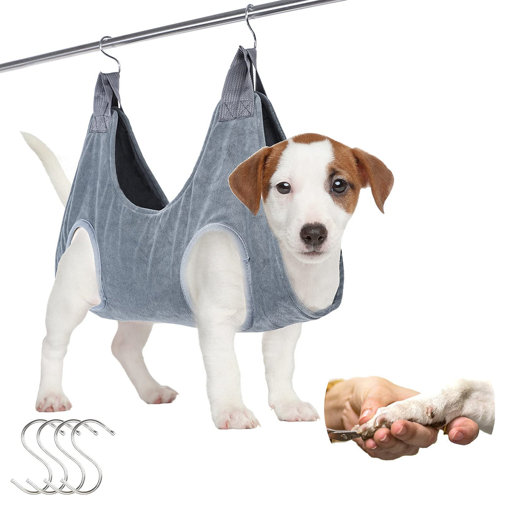 FOXBUS Dog Grooming Hammock Pet Grooming Sling Helper with 4 Hooks, Breathable Grooming Harness Hanging for Help Dog & Cat Trim Nails and Bath Grooming, 2 in 1 Drying Towel and Hammock Restraint Bag S - PawsPlanet Australia