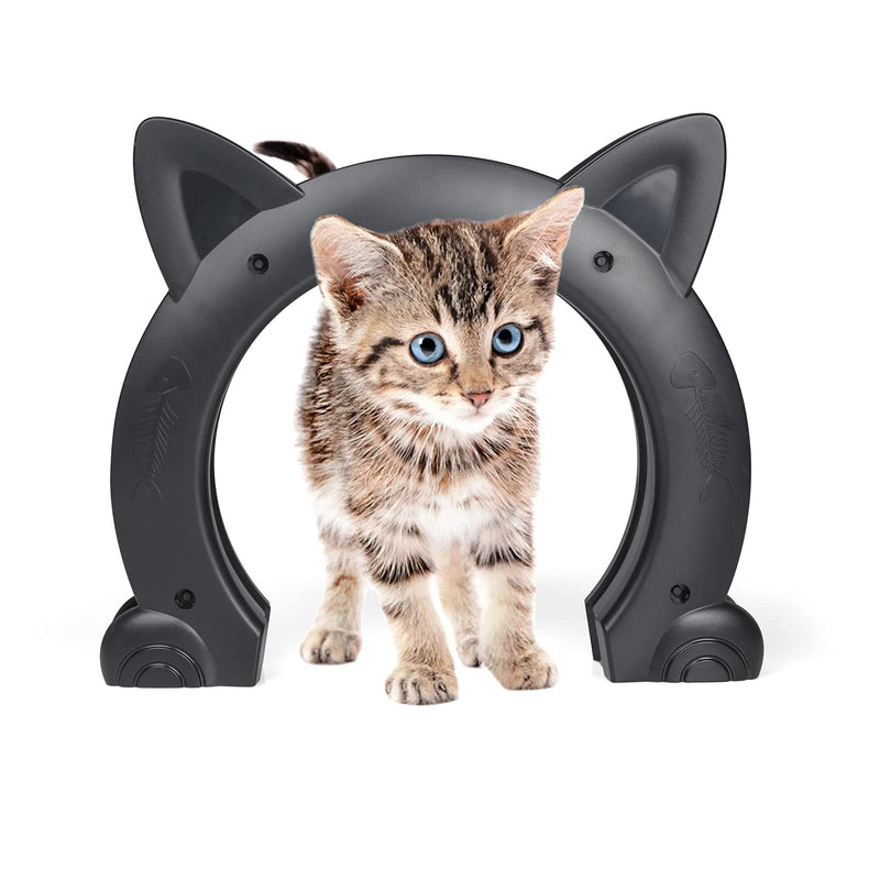 Cat Door Interior Pet Doors for Cats Kitty Shaped Hole Cat Gate Pass Fits Inside Door Hides Litter Box Furniture for Small Pets up to 21lbs Black - PawsPlanet Australia