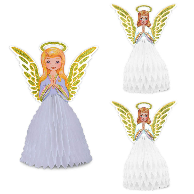 3 Pack - Vintage Christmas Angel Tissue Centerpieces (Size: 11.6" and 8") Xmas Party Table Decorations, Christmas Tree Decor - PawsPlanet Australia