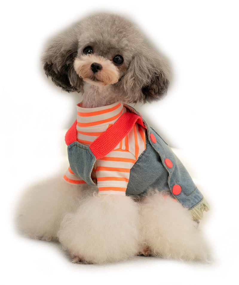 KILLUA Dog Dresses Denim Strappy Skirt Washed Vintage Design Bright Sling and Whiskering Details Pet Clothes Orange XX-Small - PawsPlanet Australia