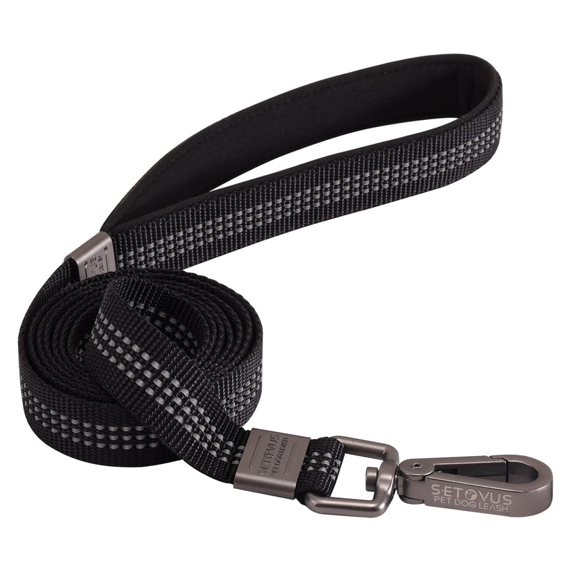 Nylon Dog Leash Reflective - 6FT /4.2FT Strong Puppy Leash Large Dogs with Soft Padded Handle -Traffic Dog Leash for Walking,Training Lead for Large, Medium & Small Dogs Black 1" x 4.2FT - PawsPlanet Australia