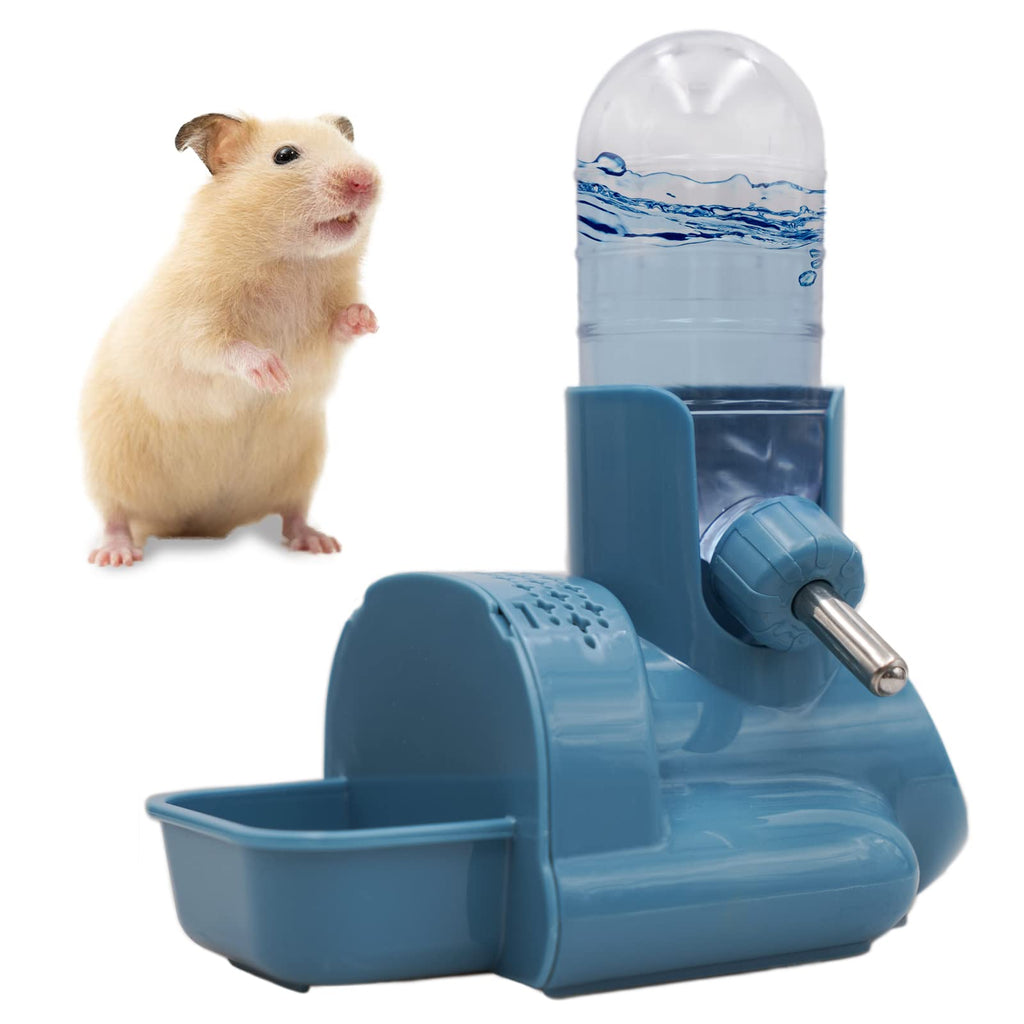 Vannon 3 in 1 Hamster Water Bottle No Drip Small Animal Water Bottle Automatic Bottle Dispenser with Food Container Base Hut and Hideout Base 4oz/120ml,BPA Free Blue - PawsPlanet Australia