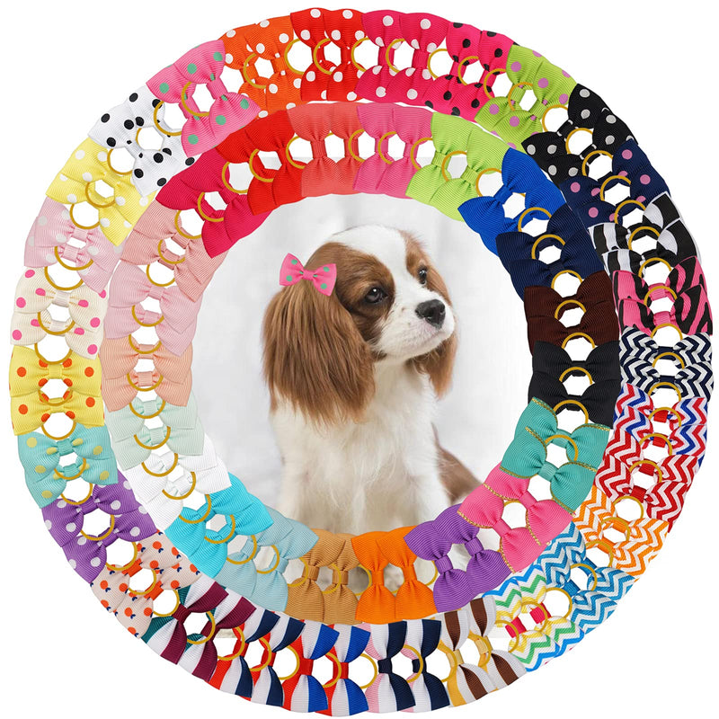 100Pcs/50Pairs Dog Bows Polka Dot Pet Hair Bows with Rubber Bands Puppy Pet Grooming Bows Varies Colors Dog Hair Accessories - PawsPlanet Australia