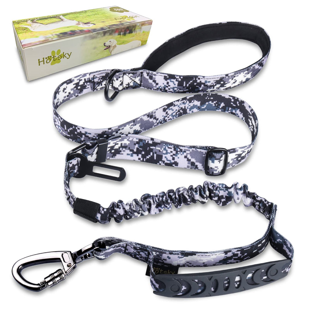 Heavy Duty Dog Leash, Military Dog Leashes with Car Seat Belt for Large Dogs Up to 150lbs, 6Ft Shock Absorbing Retractable Strong Dog Leash, Double Handle Tactical Dog Leash for Dog Training Digital Camo - PawsPlanet Australia