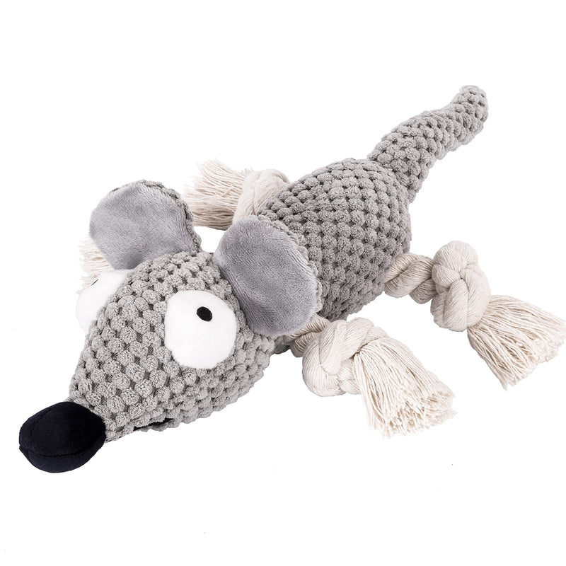 MeowWang Plush Dog Toys, Squeaky Interactive Puppy Stuffed Dog Toy with Crinkle Paper Tug of War Durable Chew Toys for Small and Medium Dogs… Grey (mouse) - PawsPlanet Australia