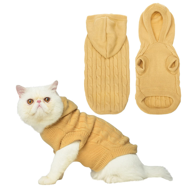 PUPTECK Winter Dog Cat Sweater Coat - Soft Cold Weather Clothes Knitwear for Kitties & Small Dogs Indoor Outdoor Walking Warm, Knitted Classic for Doggies Kitties Girls Boys Cream S: Chest Girth 12”, Back Length 11.5” - PawsPlanet Australia