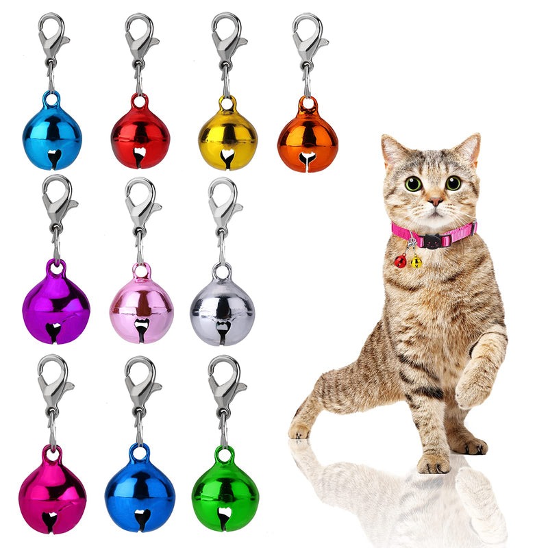 Molain 10 Pcs Cat Dog Collar Bells, Jingle Bell for Cat Collar,Dog Collar Charms,Colourful Pet Small Bells with Clasps Collar Accessories,Festival Party DIY Crafts Decoration - PawsPlanet Australia