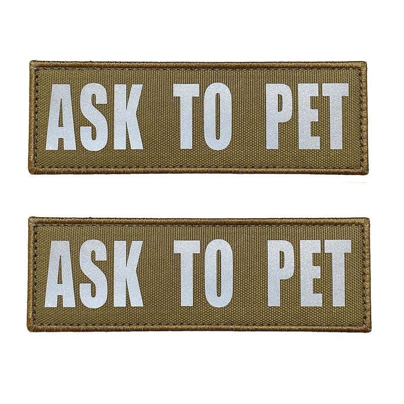 JUJUPUPS 2 Pack Reflective Tactical Dog Patches Service Dog ，in Training,DO NOT PET, Tags with Hook and Loop Patches for Vests and Harnesses (Coyote Brown, Ask to PET) Coyote Brown - PawsPlanet Australia