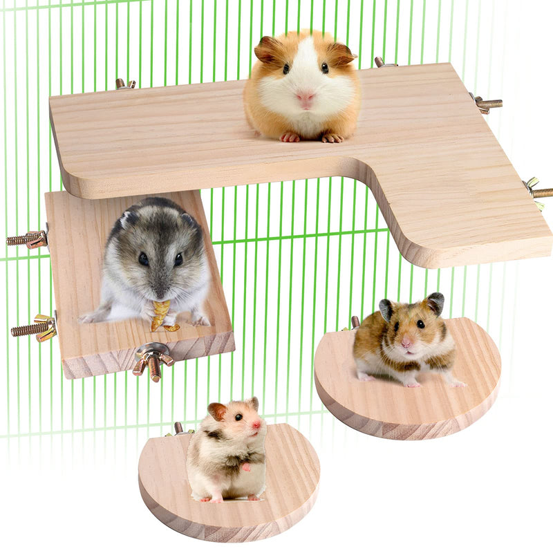 Chinchilla Cage Accessories Hamster Accessories, Chinchilla Toys Wood Platform Dwarf Hamster Cage Board, Chinchilla Cage Sturdy Standing and Jumping Wooden Board for Parrot Cage Rat Cage Large - PawsPlanet Australia