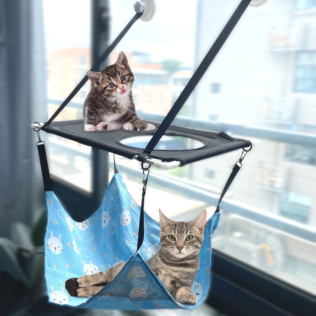 Sulevalt Cat Window Hammock, Cat Double Hammock Cat Window Perch, Safety Space Saving Cat Bed, All Around 360° Sunbath Pet Bed with 2021 Latest Screw Suction Cups Holds Up to 50 LBS - PawsPlanet Australia