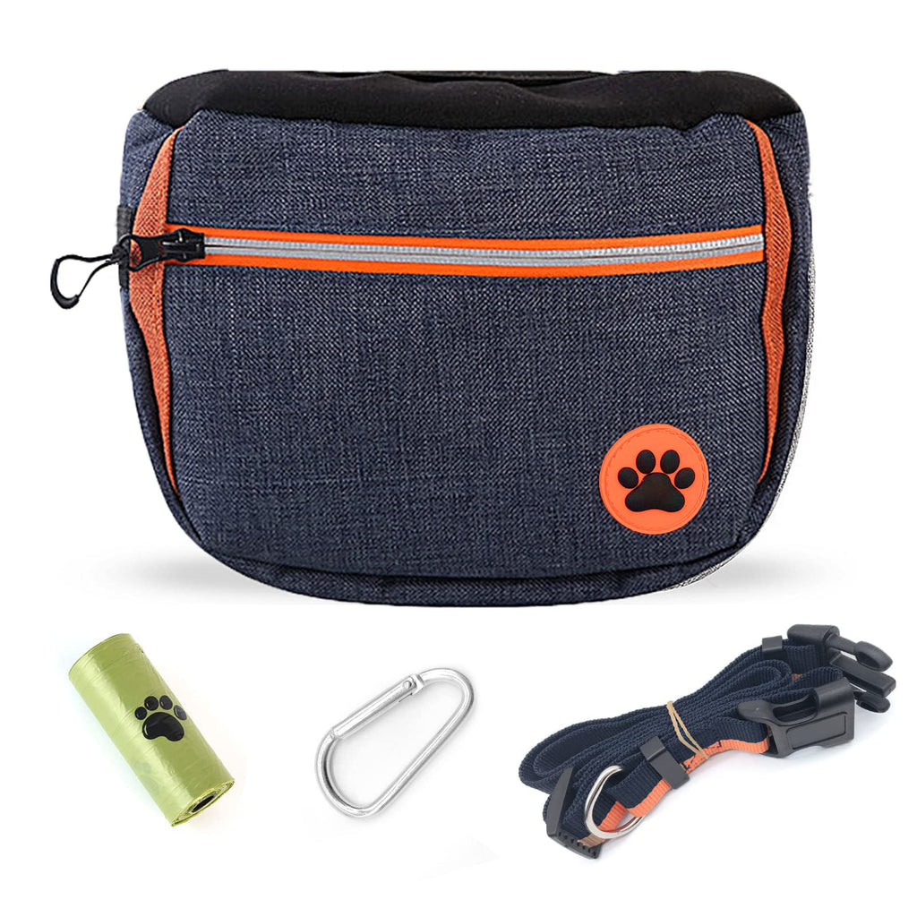 FAMALL Dog Treat Pouch with Poop Bag Dispenser, Pet Training Bag Adjustable Waistband 4 Ways to Wear, Puppy Training Treat Pouch for Outdoors Walking and Playing Blue - PawsPlanet Australia