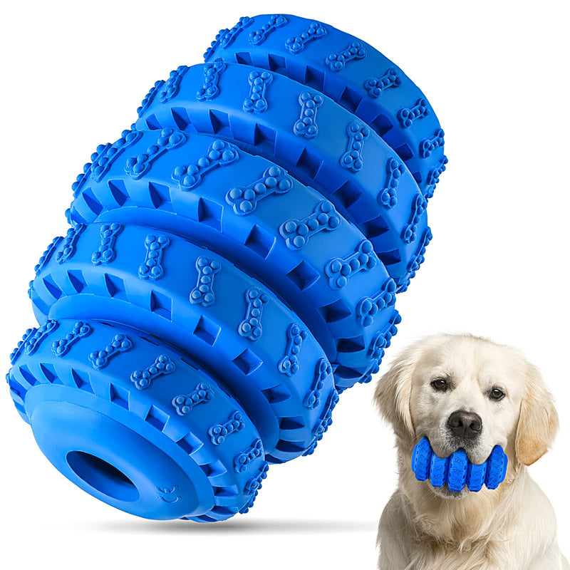 Durable Dog Chew Tires, Dog Chew Toys for Aggressive Chewers Large Breed, Nearly Indestructible Tough Dog Toys Treat Dispenser with Natural Rubber for Large and Medium Dog Teeth Cleaning Blue - PawsPlanet Australia