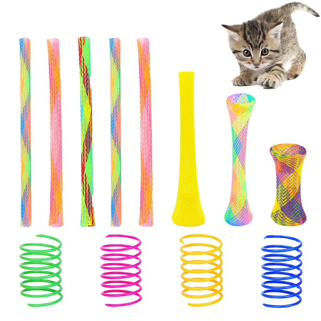 55 Pieces Cat Spring Toys Set, Colorful Cat Spring Toy and Cat Tube Toy Interactive Cat Toy for Indoor Cats, Playful Flexible Cat Plastic Coil Spiral for Kittens to Swat, Bite, Hunt(Random Color) - PawsPlanet Australia