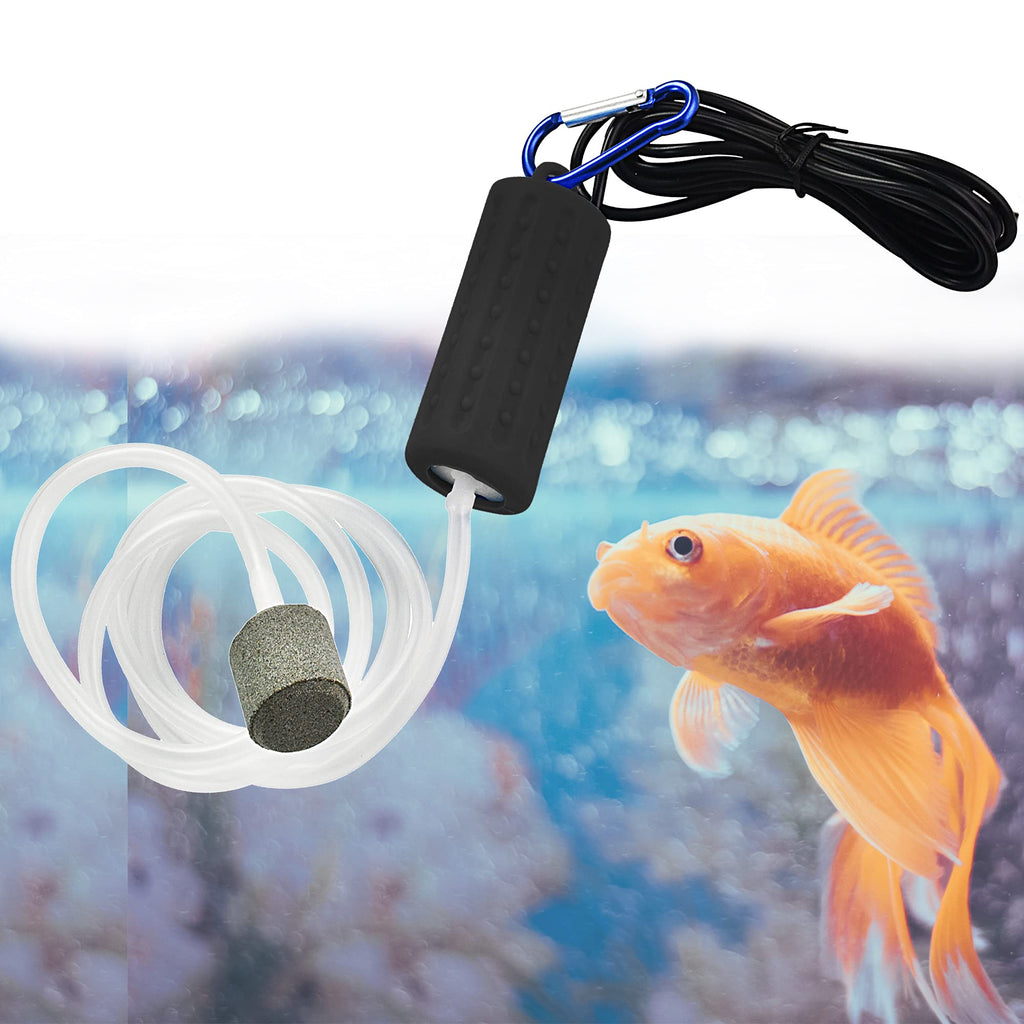 Quietest Aquarium Air Pump - Air Stone and Hose Included - Low Power Usage - USB Air Pump Black - PawsPlanet Australia