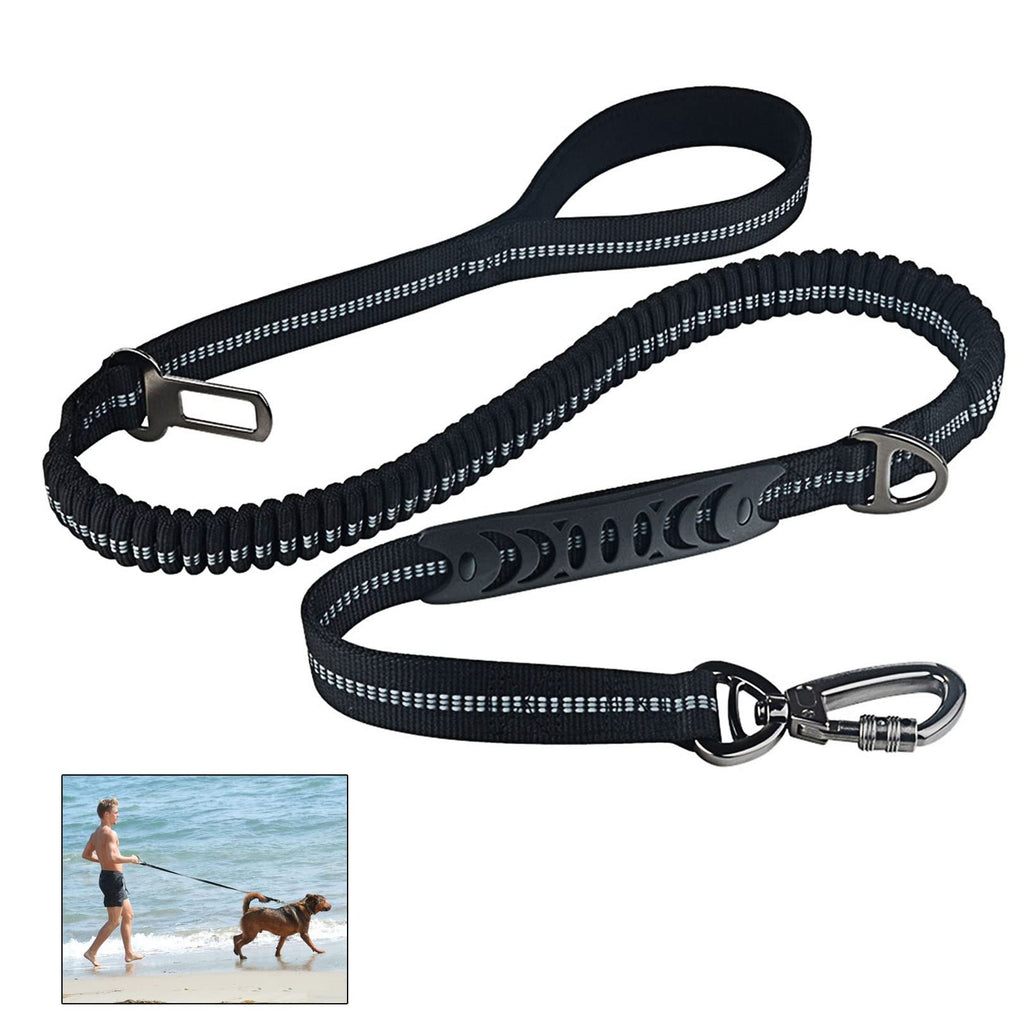 Bungee Leash for Large Dogs,Reflective Nylon 4-6ft Lead with Padded Handle,No Pull for Shock Absorption with Car Seat Belt - PawsPlanet Australia