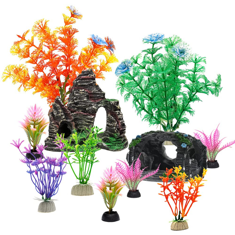 GreenJoy Aquarium Decorations Fish-Tank Accessories Plants - Fish Tank Decor Set with Shipwreck Cave and Rock Hideout, Small(12-15 gal Rock) 12-15 gal Rock - PawsPlanet Australia