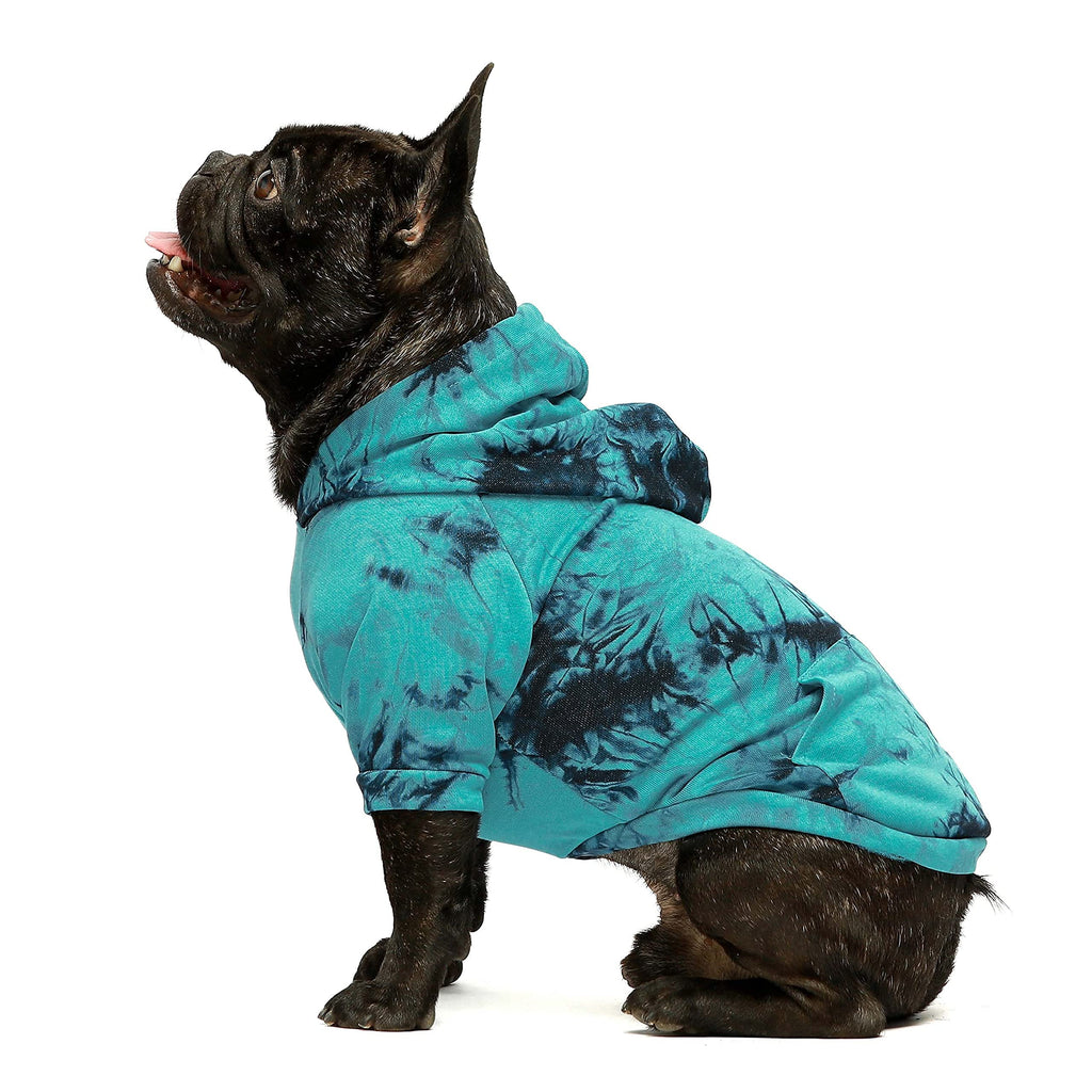 Fitwarm Tie Dye Dog Hoodie Puppy Sweatshirt Pocket Doggie Winter Clothes Sweatshirt Pet Hooded Coat Cat Jackets Apparel XS Azure Blue - PawsPlanet Australia