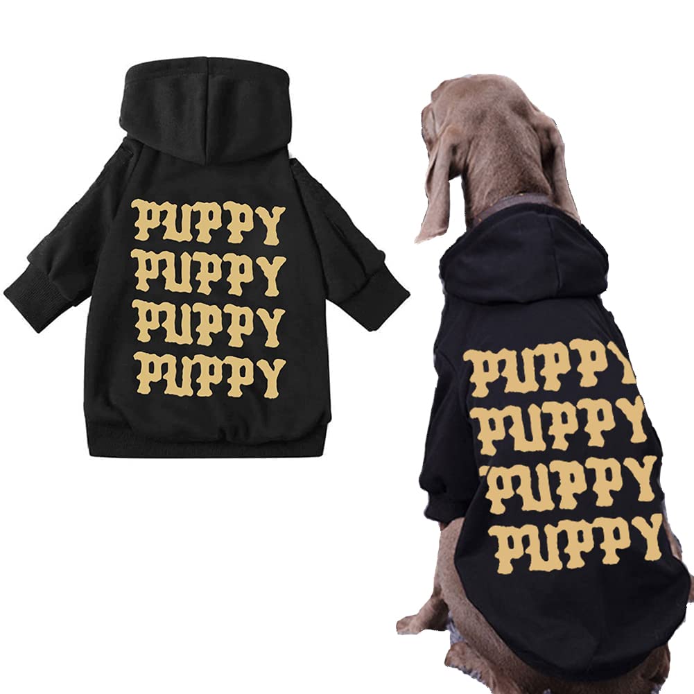 Flutnel Stylish Dog Hoodie Dog Clothes Streetwear Cotton Sweatshirt Fashion Outfit for Dogs Cats Puppy Small Medium Large Black X-Small - PawsPlanet Australia