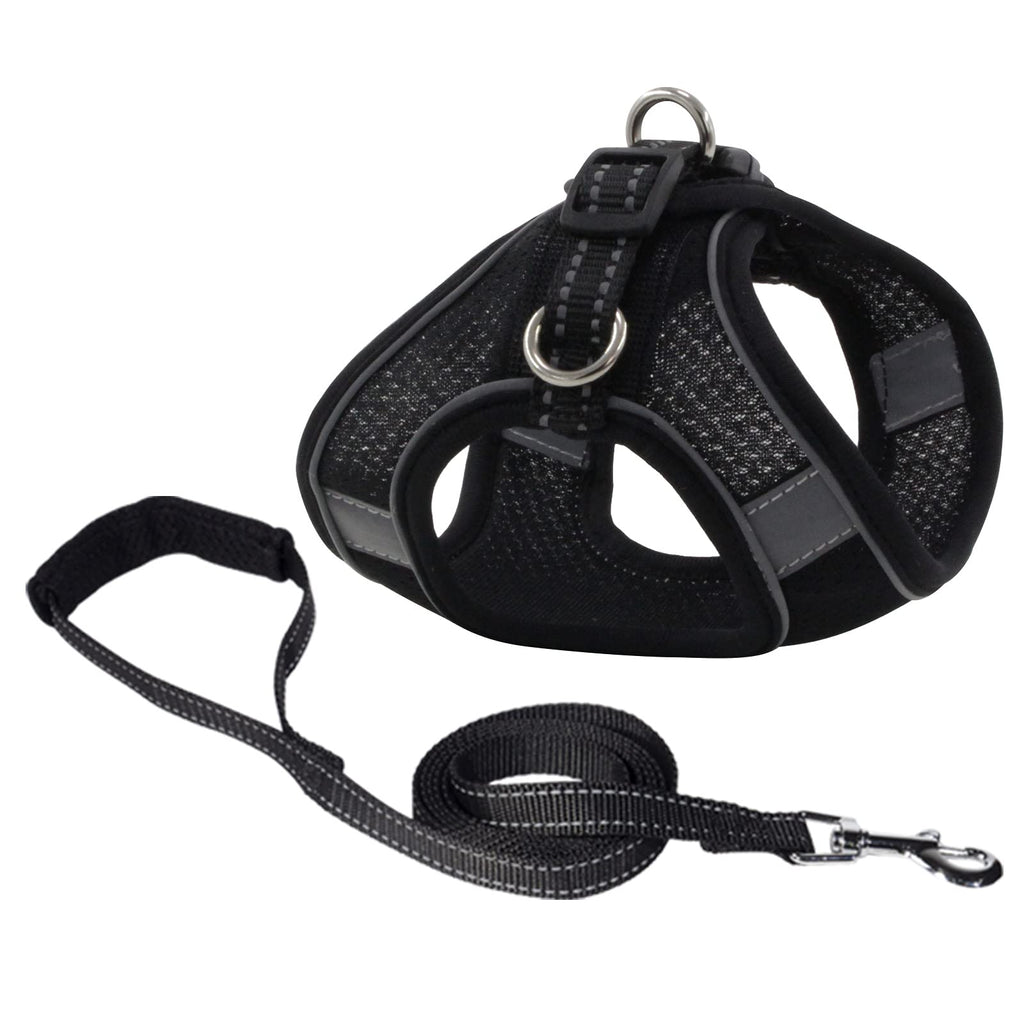 JOYPAWS Step in Dog Harness and Leash Set - Breathable All Weather Air Mesh, Reflective Bands, Escape Proof, No Pull Pet Supplies, Step-in Vest Harness for Small and Medium Dogs XXXS (Chest 10"-11.5") Black - PawsPlanet Australia