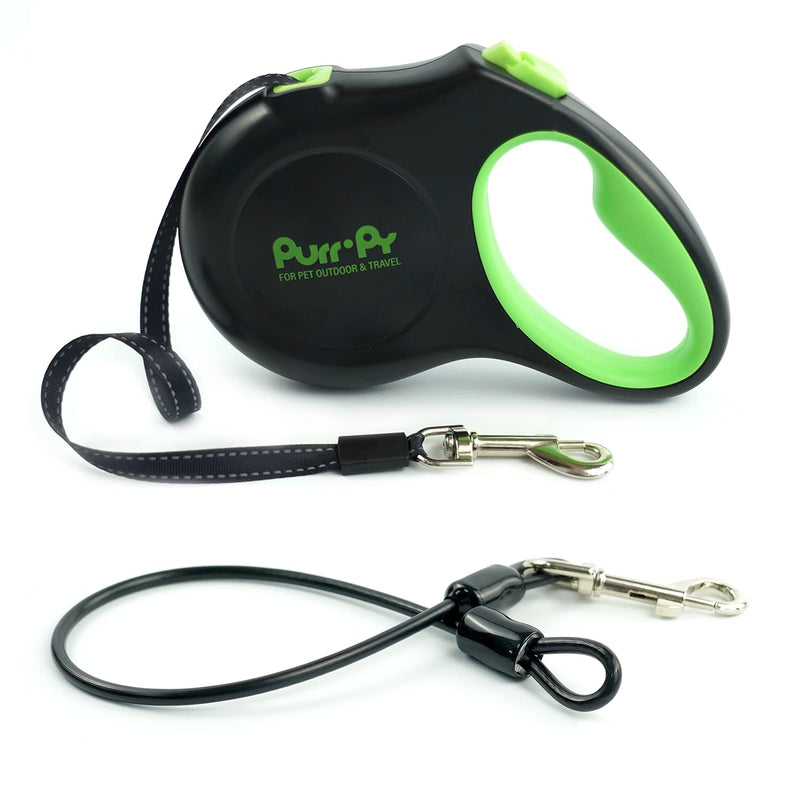 Purrpy Retractable Dog Leash , 16 Ft Dog Walking Leash for Small Medium Dogs Up to 50lbs , 360°Tangle Free, Reflective Nylon Tape , with Anti-Slip Handle Green - PawsPlanet Australia