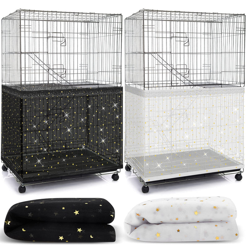 2 Pieces,Birdcage Covers Bird Cage Seed Catchers Birdcage Seeds Guards Nylon Mesh Nets Stretchy Parrot Cage Skirts Soft Airy Net Covers for Bird Parrot, White, Black (XL) - PawsPlanet Australia