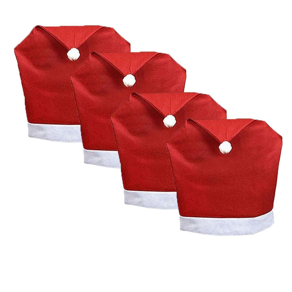 Mehome Christmas Chair Covers Santa Clause Red Hat Dining Reusable Chair Slipcovers Back Cover for Christmas Dinner Dining Room Party Festive Xmas Holiday Decoration (4PCS) 4pcs - PawsPlanet Australia