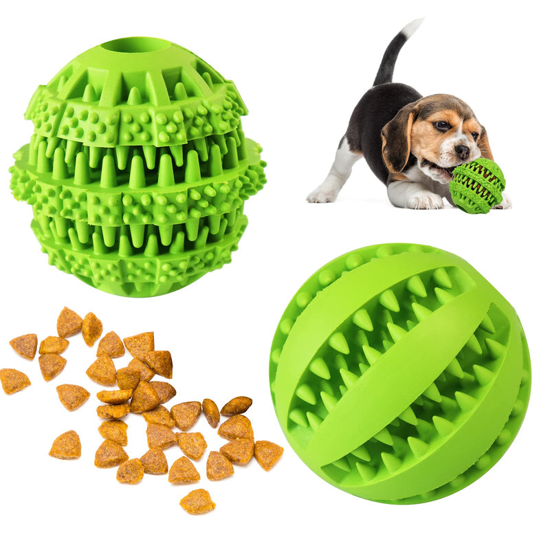 Nevperish 2 Pack Treat Dispensing Dog Toys Dog Chew Toys Puppy Teething Chew Balls Interactive Rubber Toy Balls Busy Toys for Small Medium Large Dogs Green - PawsPlanet Australia