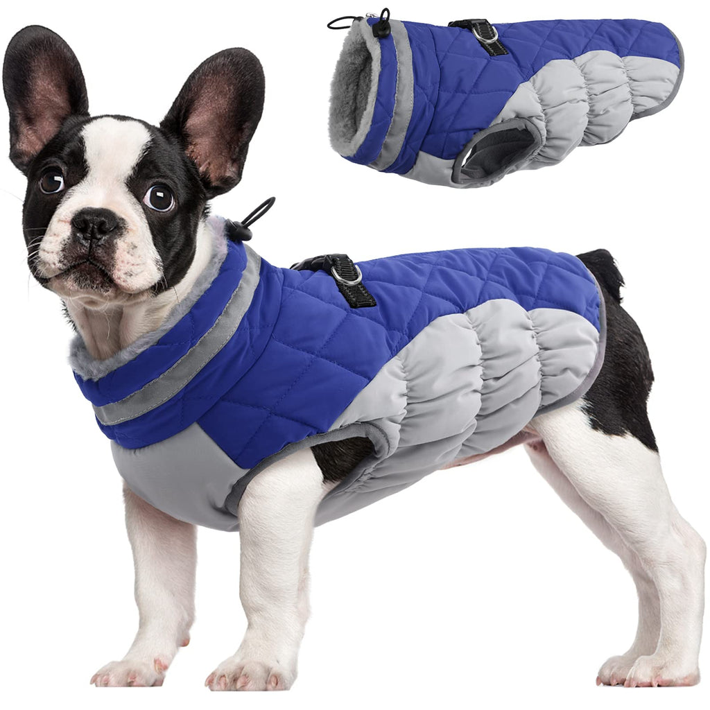 FUAMEY Padded Vest Dog Jacket - Reflective Dog Winter Coat Windproof Warm Winter Dog Jacket Comfortable Dog Apparel for Cold Weather - Warm Zip Up Dog Snowproof Vest for Small Medium and Large Dogs X-Small Blue - PawsPlanet Australia