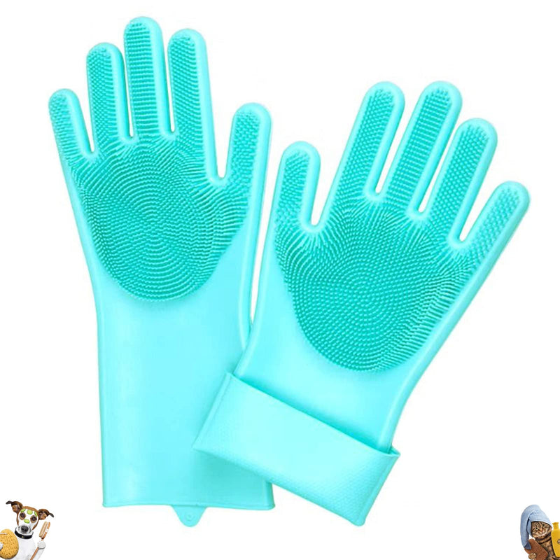 BSMstone1 Pair Pet Grooming Gloves for Bathing Silicone Pet Bath Gloves Scrubber Glove Cat& Dog Hair Removal Gloves Green - PawsPlanet Australia