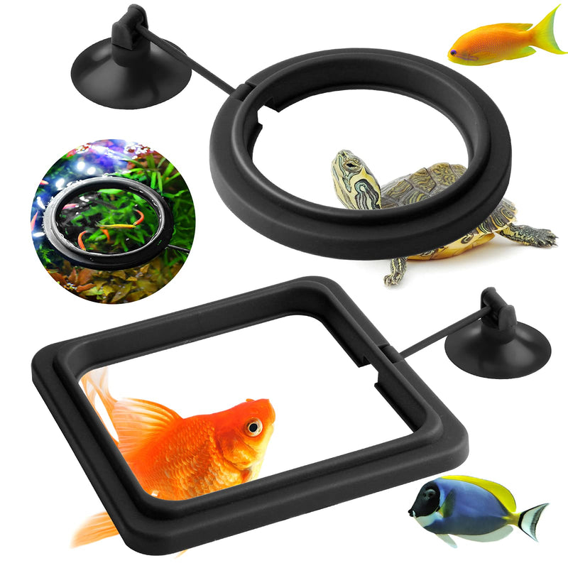 Molain Fish Feeding Ring, 2 Pieces Fish Feeder Aquarium Fish Turtle Tank Accessories Food Feeder Circle for Guppy, Bettas, Goldfish, Turtle black - PawsPlanet Australia