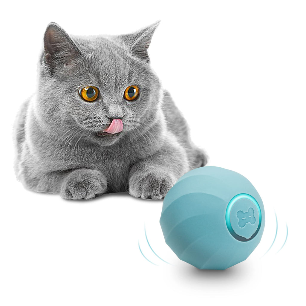 Cheerble Interactive Cat Ball Toy with Obstacle Avoidance Function, Automatic Bouncing Ball for Indoor Kittens Kitty, Smart Pet Toy Blue - PawsPlanet Australia