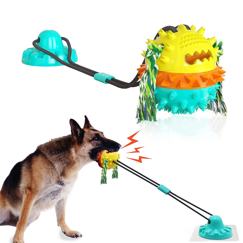 Pet Dog Silicone Molar Toy,Dog Rope Ball Pull Toy Sucker Multifunctional Interactive Dog Chewing Toy, with Teeth Cleaning and Food Distribution Function, The Best Gift for Pet Dog Upgraded Green - PawsPlanet Australia