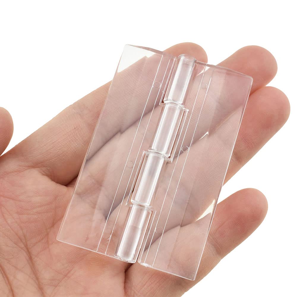 Binzzo Clear Acrylic Hinge Transparent Folding Lightweight 65x42mm Crystal Plastic Smoothly Open Close No Squeak Easy Glue Strong Sturdy for Attach Aquarium Lid Cover Hang Plexiglass Cabinet 10pcs - PawsPlanet Australia