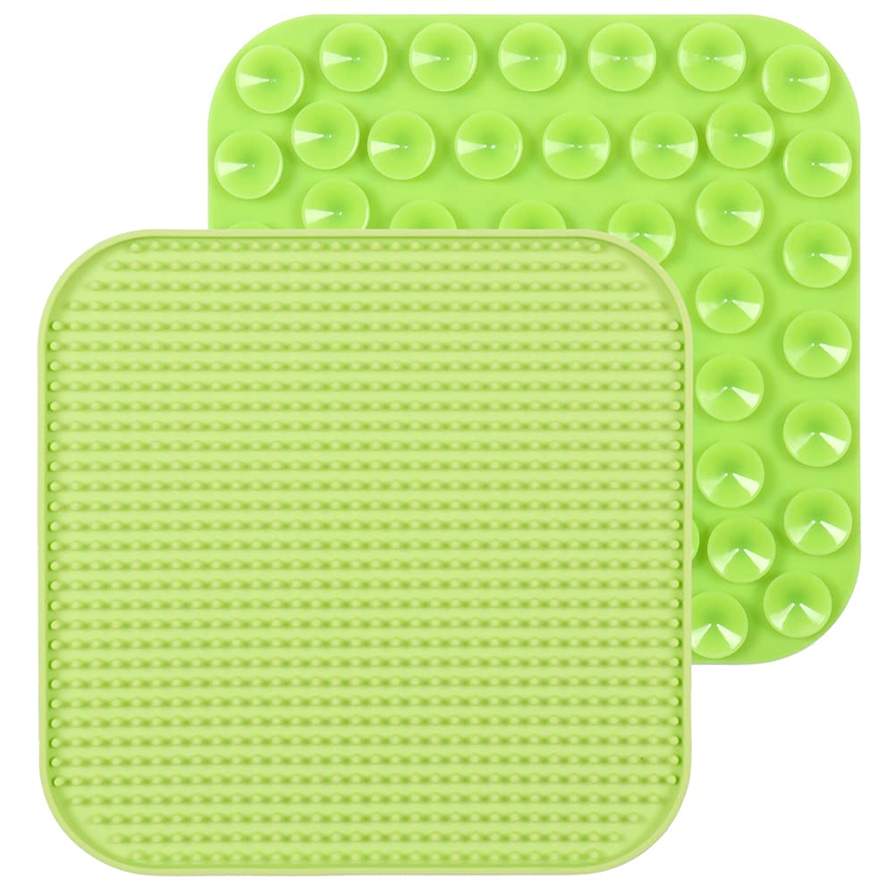 ZHIHAOO Pet Licking Mat for Cats & Dogs, 7.7"x7.7" Silicone Feeding Pads, Lightweight, Durable & Reusable, Slows Down Eating, Lessens Boredom, Great for Cats & Dog(1PCS) (Green) - PawsPlanet Australia