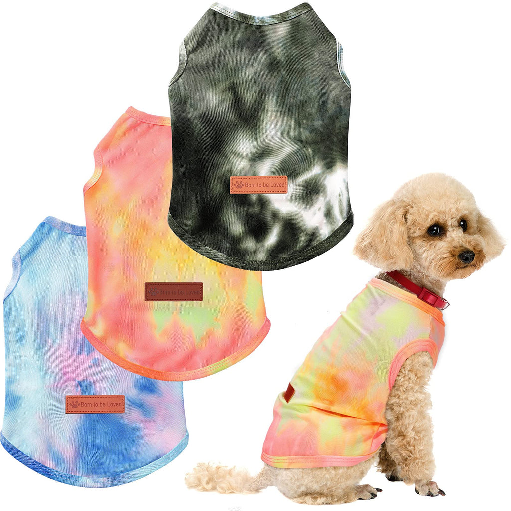 3 Pieces Tie Dye Dog Clothes Doggie T-Shirts Puppy Tank Top Vest Tee Breathable Tie Dye Dog Shirt Orange Red Purple Dark Green Summer Pet Clothes for Dogs Cats Pets - PawsPlanet Australia