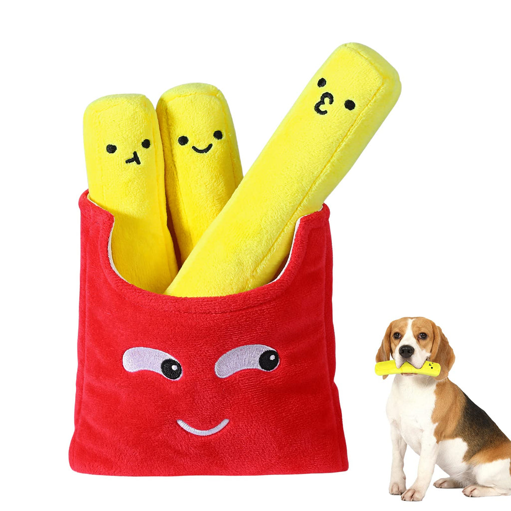 Pawaboo Squeaky Dog Toys, Interactive Plush Dog Toys, Tug of War Dog Chew Toys, Safe Soft Plush Stuffed French Fries Shaped Pet Toys, Pet Biting Training Playing Chew Toys for Puppy Small Medium Dogs - PawsPlanet Australia