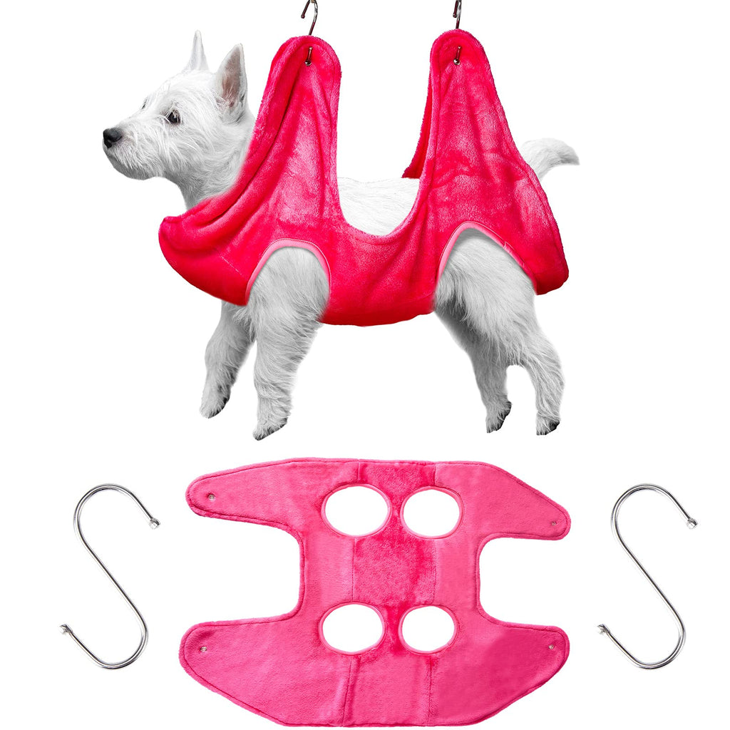 Shappy Dog Hammock Helper Towel Dog Grooming Hammock Pet Restraint Bag Multifunctional Pet Cat Bath Towel Dog for Bathing Washing Grooming Trimming Nail Clipping Large Rose Red - PawsPlanet Australia