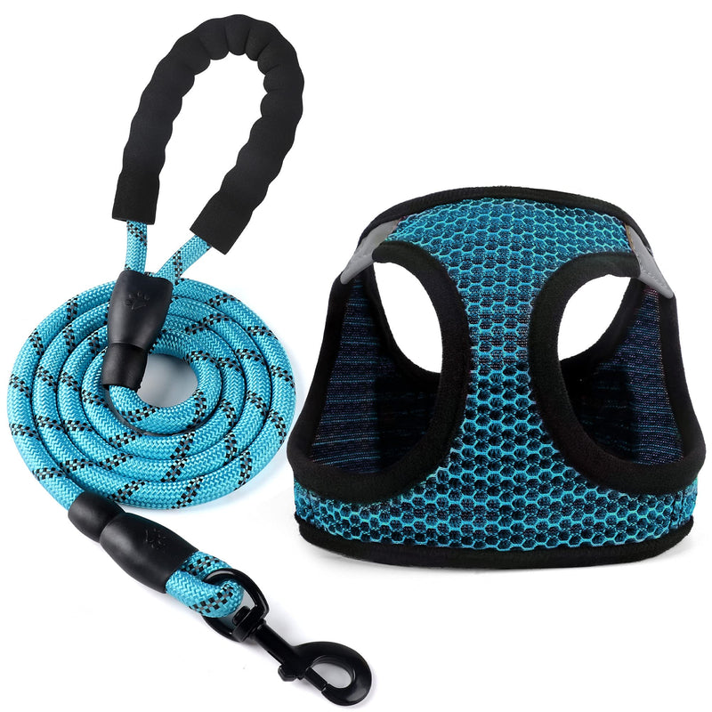 Dog Harness, TUTENIO No Pull Dog Harness Soft Breathable Mesh, Step-in Cat Puppy Dog Vest Harness with Dog Leash for Small to Large Dogs S (Chest 11.5"-14", Weight 7-11 lb) Blue - PawsPlanet Australia