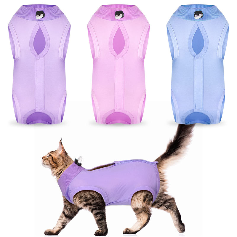Nuanchu 3 Pieces Cat Recovery Suit Kitten Recovery Suit E-Collar Alternative for Cats and Dogs Abdominal Skin Anti Licking Pajama Suit Medium - PawsPlanet Australia