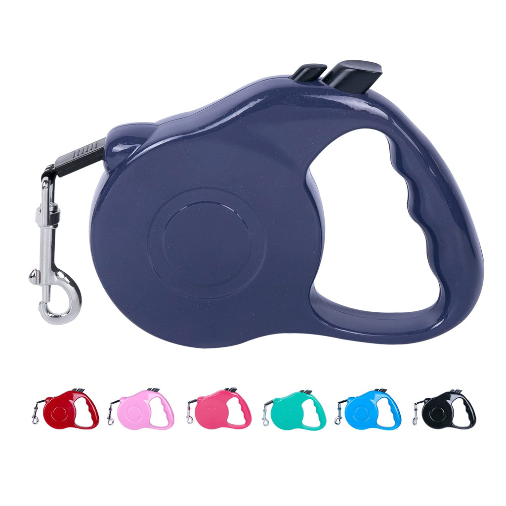 [Upgraded Version] Dunhuang Retractable Dog Leash for X-Small/Small/Medium Dogs, Pet Walking Leash with Anti-Slip Handle, 10/16 ft Strong Nylon Tape, Tangle-Free, One-Handed Lock & Release 10ft (for Dogs Up to 22lbs) Blue - PawsPlanet Australia