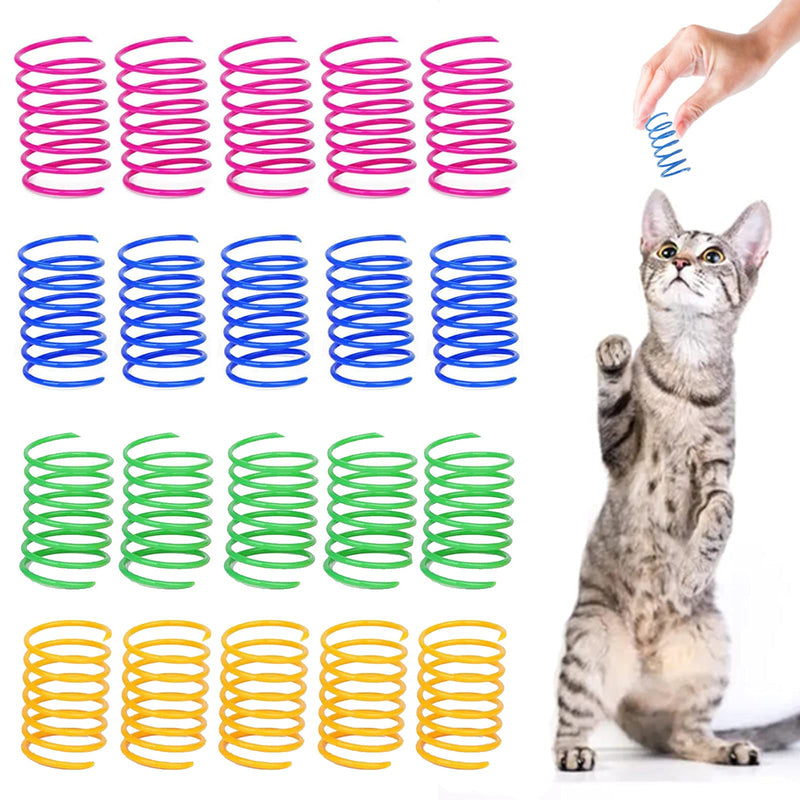 SOGAYU 40 Pack Cat Spring Toys, Durable Plastic Coils for Indoor Active - Colorful 1 Inch Spirals Spring Fitness Play for Cat Kitten Pets - PawsPlanet Australia
