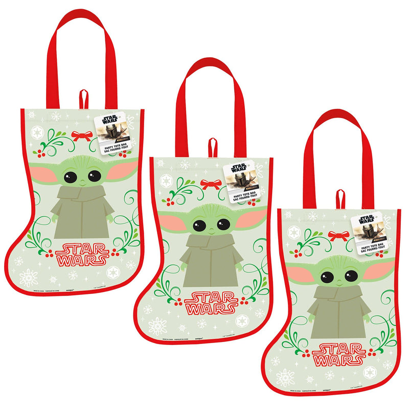 Unique 3 Count Mandalorian Child Christmas Stocking | Party Tote Bag Favor Holiday Decoration for Kids - PawsPlanet Australia