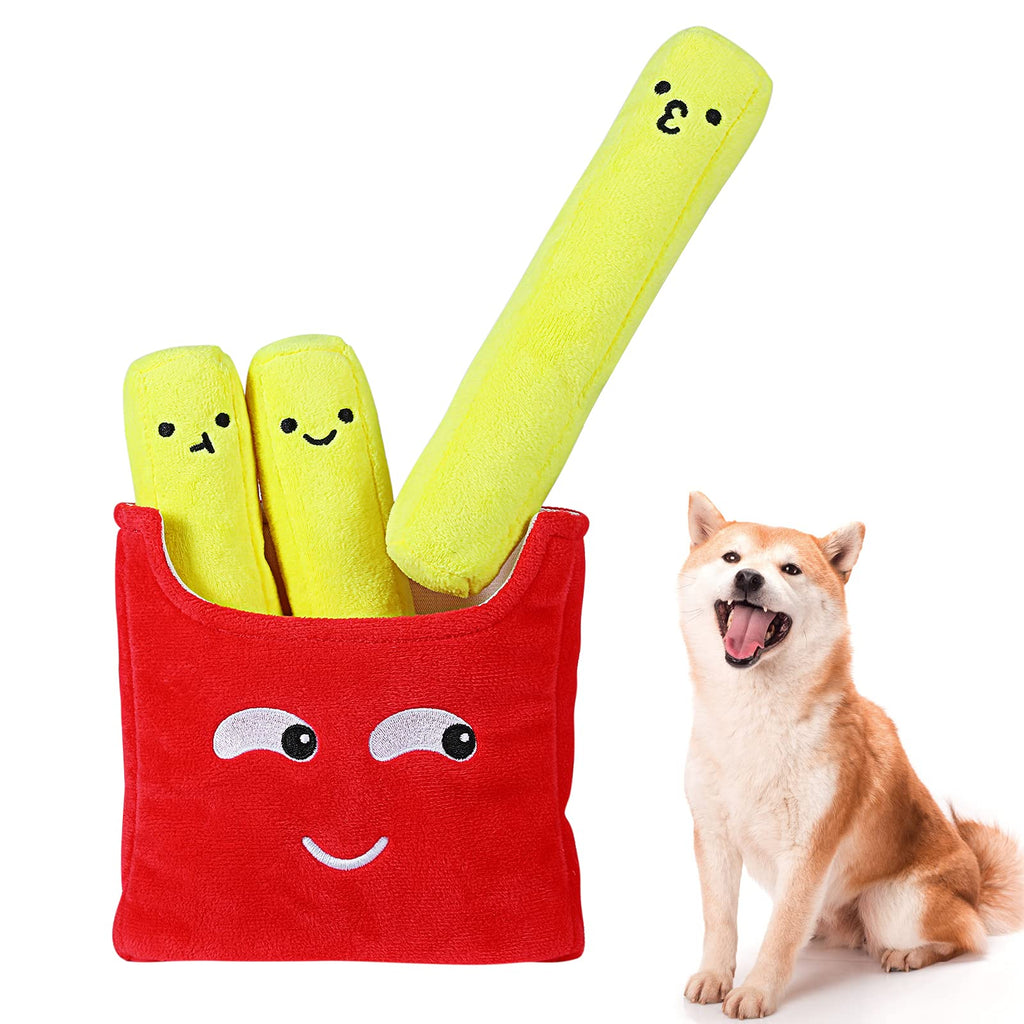 VavoPaw Squeaky Dog Toys, Interactive Plush Dog Toys, Tug of War Dog Chew Toys, Safe Soft Plush Stuffed French Fries Shaped Pet Toys, Pet Biting Training Playing Chew Toys for Puppy Small Medium Dogs - PawsPlanet Australia