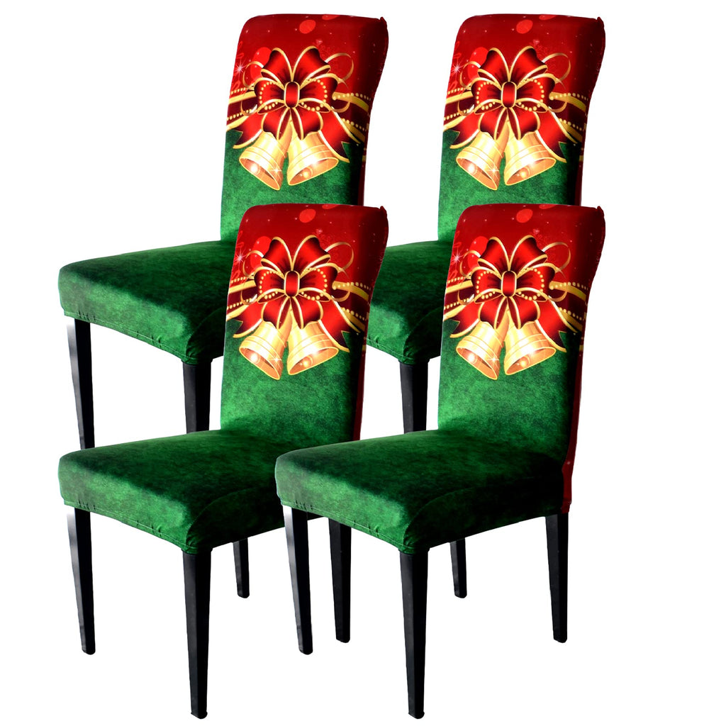 BEIFIVCL Christmas Chair Covers Set of 4, Xmas Dining Chair Back Covers, Christmas Chair Slipcovers Protector Decoration, Removable and Washable, Christmas Kitchen Decor/Restaurant Party Home Decor Bell - PawsPlanet Australia