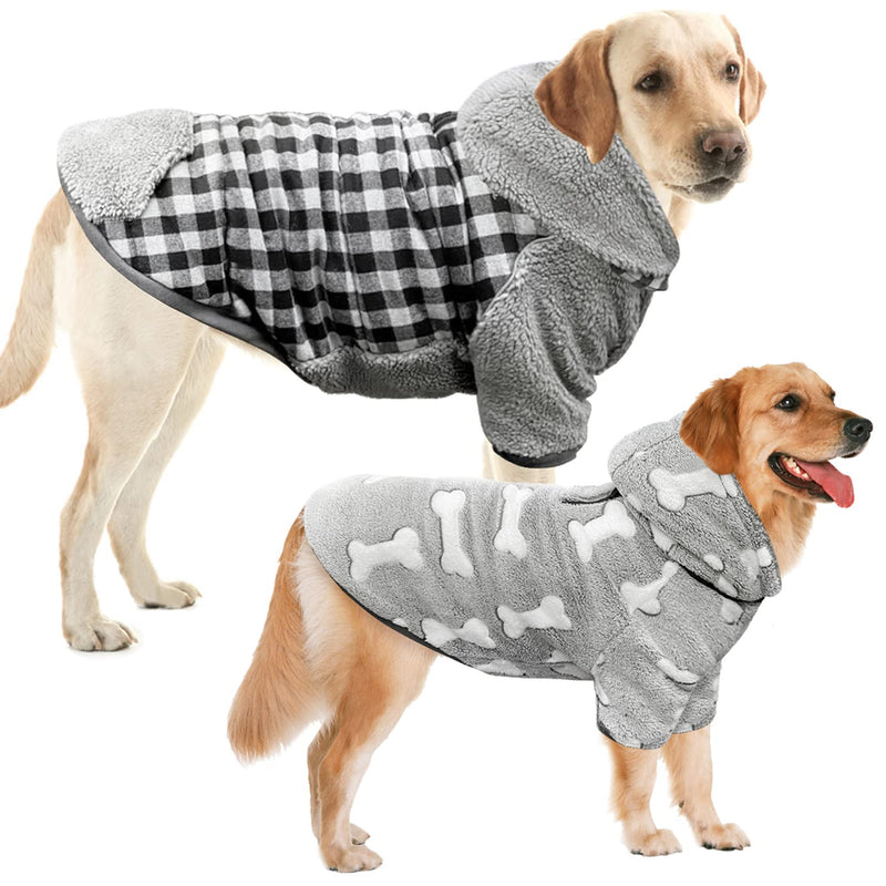 Idepet Reversible Winter Dog Coat for Cold Weather, Cozy Plaid Dog Clothes with Detachable Hat Windproof Outdoor Warm Pet Dog Apparel Small - PawsPlanet Australia