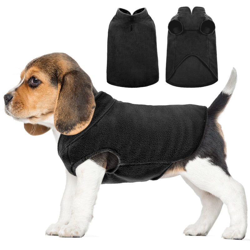 FUAMEY Dog Fleece Vest,Warm Sweater Puppy Stretchy Pullover Dog Autumn Coat Dog Winter Jacket with Leash Hole,Cold Weather Doggie Clothes for Small and Medium Dogs&Cats XX-Small black - PawsPlanet Australia