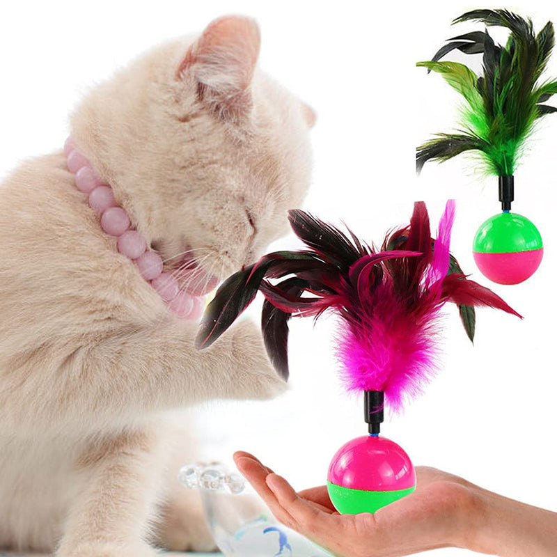 2 Pieces of Colorful Feather cat Toys - Tease cat Tumbler Mouse Toys, cat Interactive self hi Toys, Ball Toys - PawsPlanet Australia
